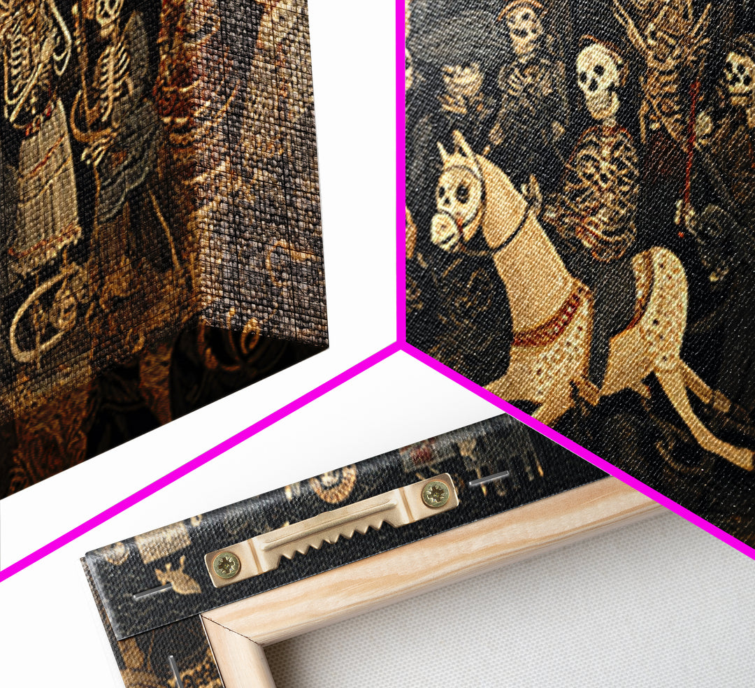 The Haunted Toy Parade, Macabre Folk Print Art, Wide Panoramic Art, Dark Halloween Decor, Canvas Print, Halloween Wall Art