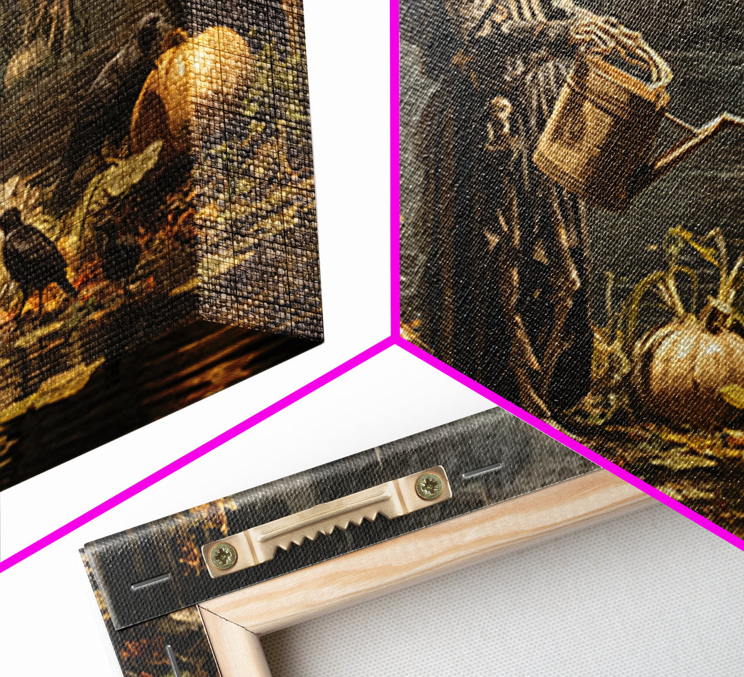 The Skeleton Gardeners, Symbolist Gothic Landscape, Landscape Wall Art, Macabre Wall Art, Canvas Print, Halloween Wall Art