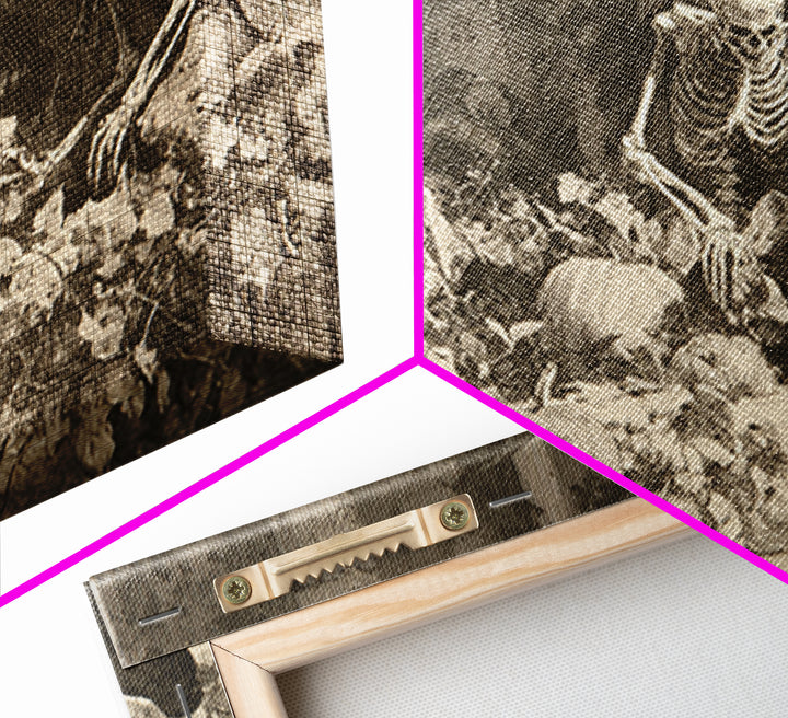 The Skeleton Gardeners, Decadent Gothic Art, Landscape Wall Art, Gothic Horror Wall Art, Framed Canvas Print, Halloween Wall Art