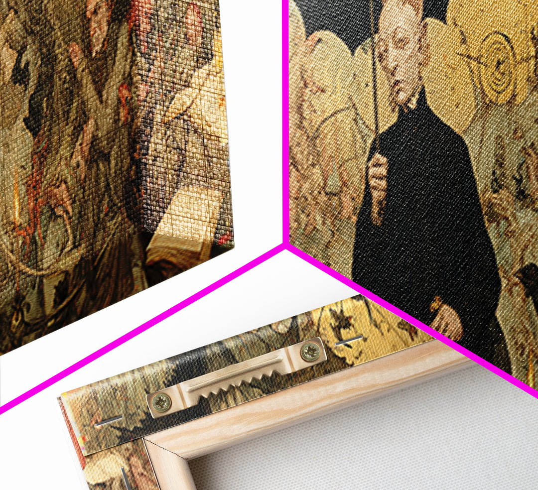 The Bat Umbrella Salesman, Medieval Grotesque Art, Extra Wide Wall Art, Gothic Horror Wall Art, Canvas Print, Halloween Wall Art