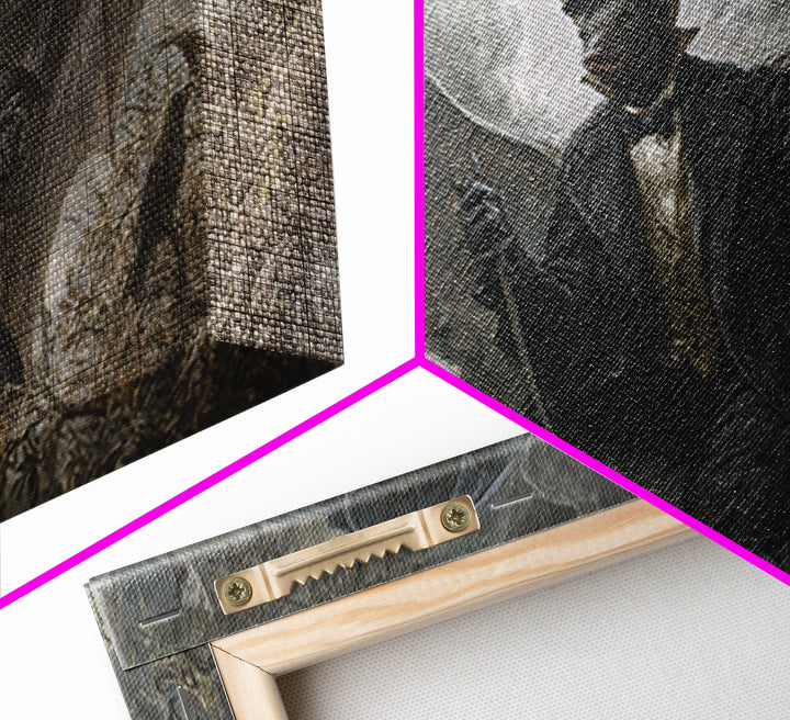 The Bat Umbrella Salesman, Baroque Witchcraft Art, Wide Panoramic Art, Dark Fantasy Wall Art, Canvas Print, Halloween Wall Art