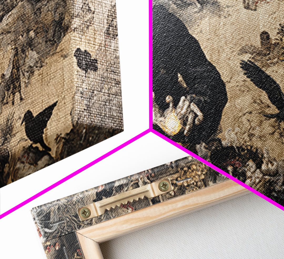 The Ghost Pirate Picnic, Northern Renaissance Horror, Wide Panoramic Art, Macabre Wall Art, Framed Canvas Print