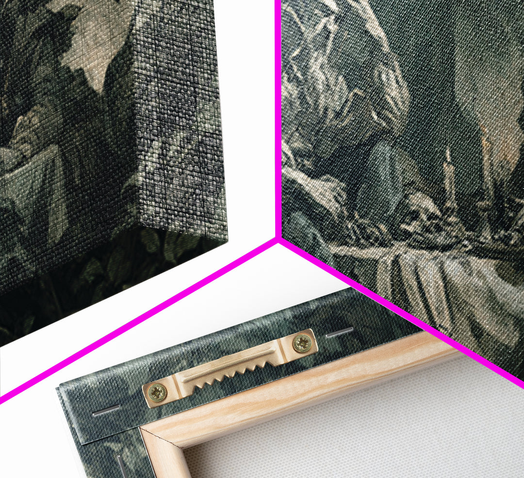 The Ghost Pirate Picnic, Baroque Witchcraft Art, Wide Panoramic Art, Gothic Horror Wall Art, Framed Canvas Print, Halloween Wall Art