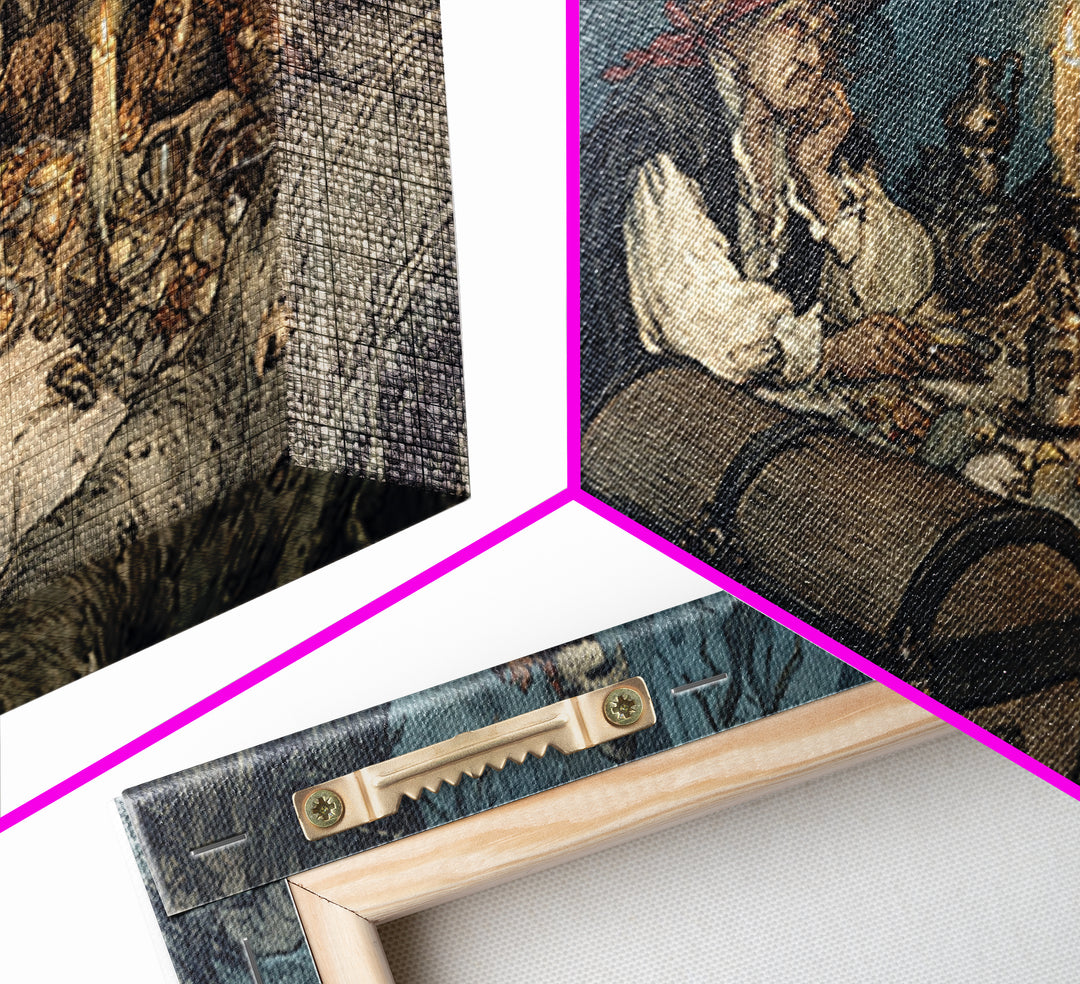 The Ghost Pirate Picnic, Gothic Storybook Art, Wide Panoramic Art, Dark Fantasy Wall Art, Canvas Print, Halloween Wall Art