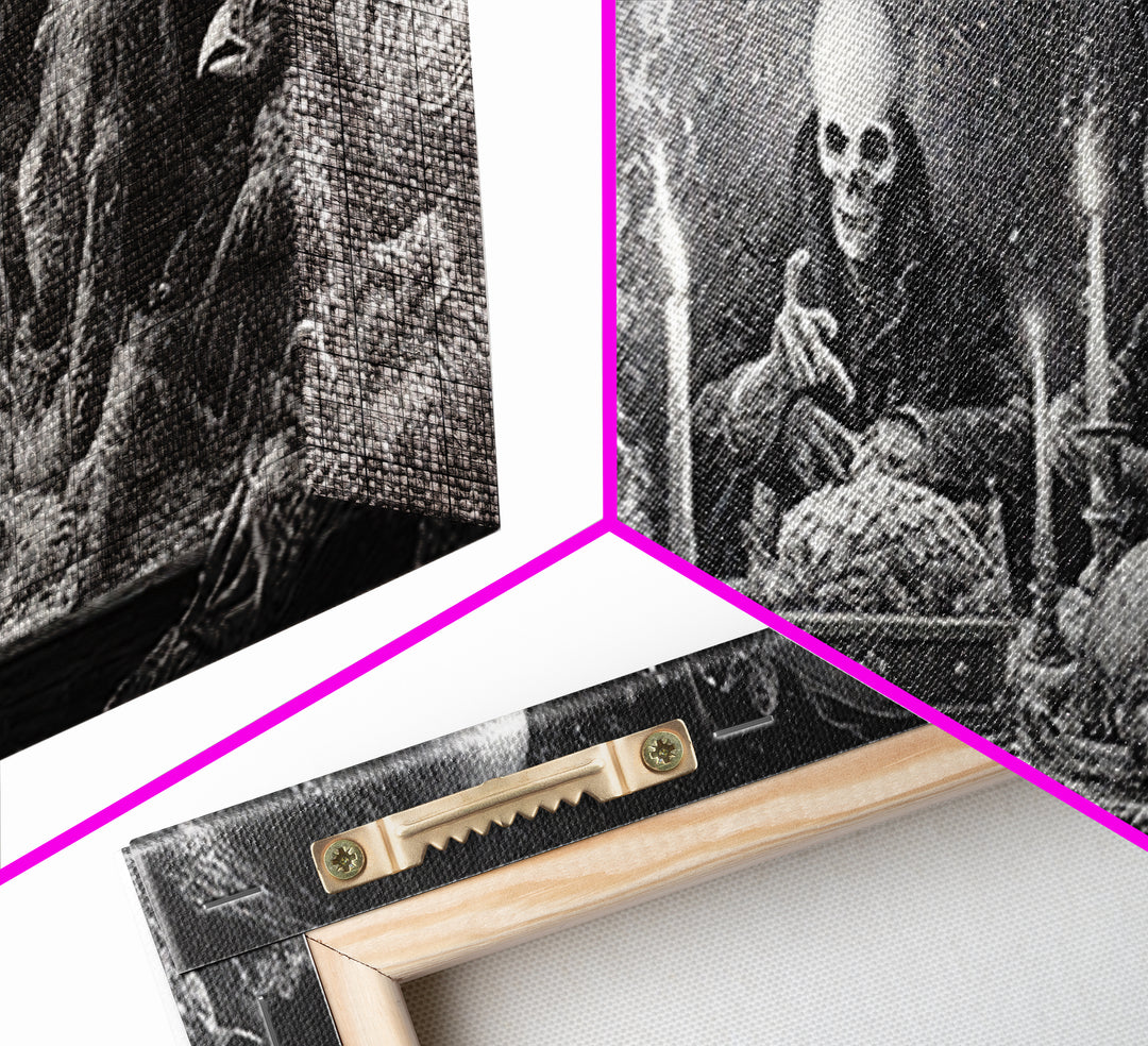 The Ghost Pirate Picnic, Biomechanical Horror Art, Extra Wide Wall Art, Macabre Wall Art, Canvas Print, Halloween Wall Art