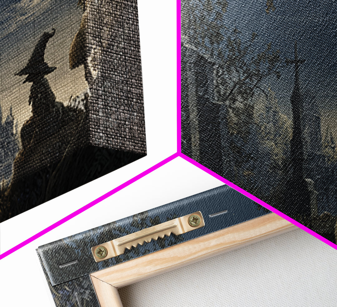 The Moonlit Mushroom Village, Romantic Gothic Landscape, Wide Panoramic Art, Dark Fantasy Wall Art, Canvas Print, Dark Fantasy Art