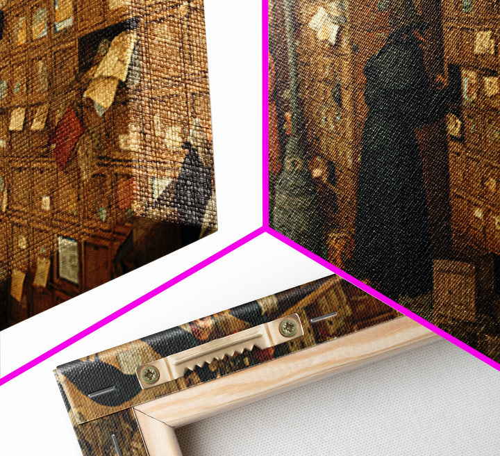 The Raven Post Office, Northern Renaissance Horror, Wide Panoramic Art, Dark Fantasy Wall Art, Framed Canvas Print