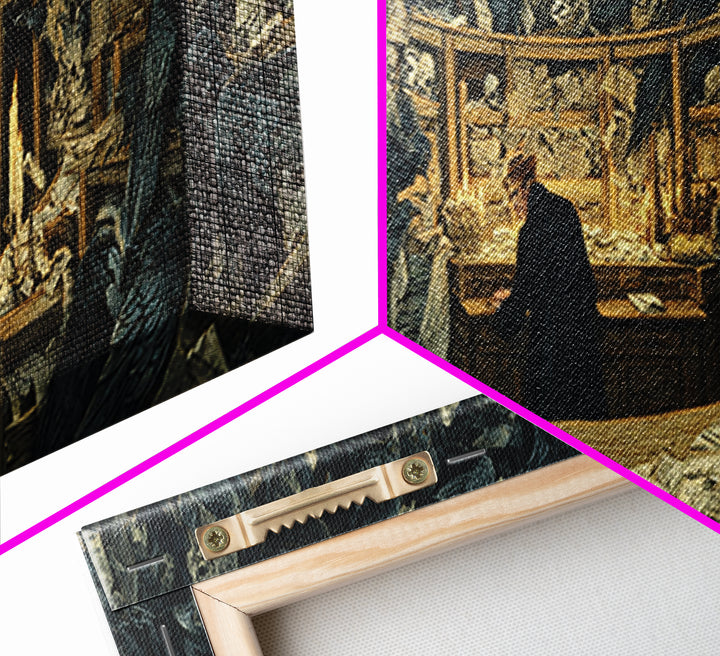 The Raven Post Office, Dark Renaissance Art, Extra Wide Wall Art, Gothic Horror Wall Art, Framed Canvas Print, Halloween Wall Art