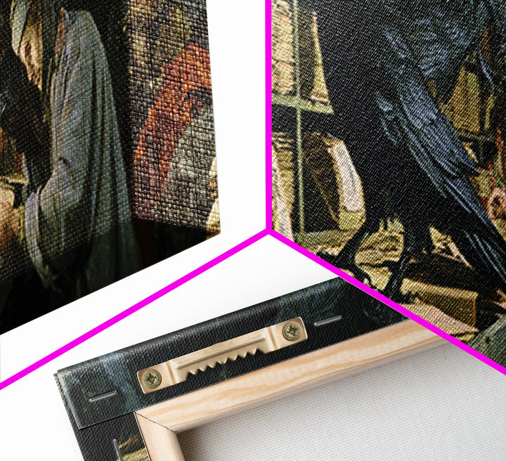 The Raven Post Office, Gothic Nightmare Art, Extra Wide Wall Art, Dark Fantasy Wall Art, Framed Canvas Print, Halloween Wall Art