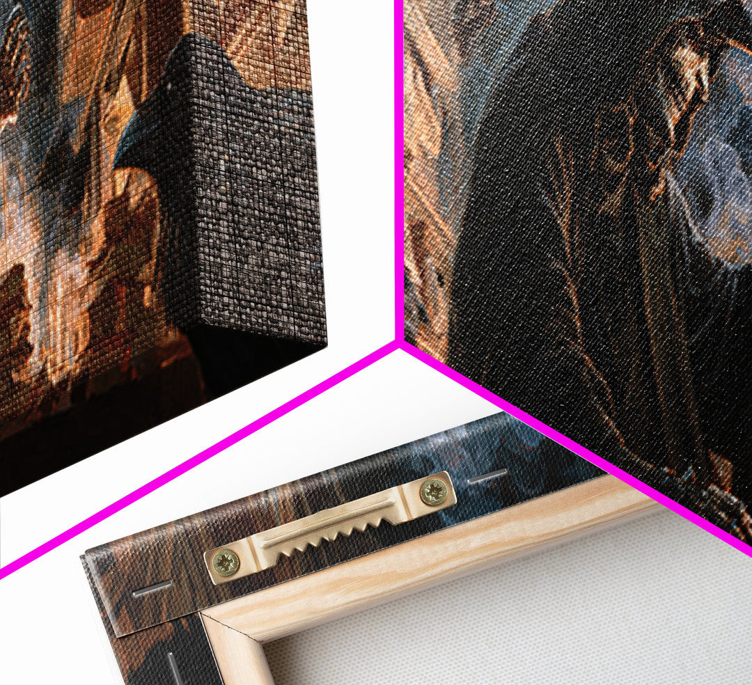 The Raven Post Office, Apocalyptic Romantic Art, Extra Wide Wall Art, Dark Halloween Decor, Canvas Print, Halloween Wall Art