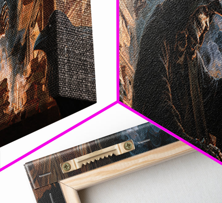 The Raven Post Office, Apocalyptic Romantic Art, Extra Wide Wall Art, Dark Halloween Decor, Canvas Print, Halloween Wall Art
