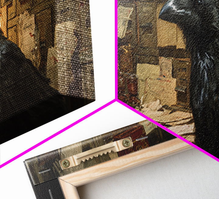 The Raven Post Office, Decadent Gothic Art, Extra Wide Wall Art, Dark Halloween Decor, Canvas Print, Halloween Wall Art