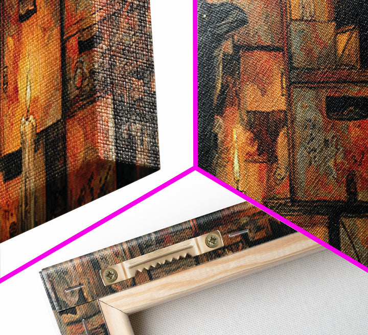 The Raven Post Office, Expressionist Gothic Art, Extra Wide Wall Art, Macabre Wall Art, Framed Canvas Print, Halloween Wall Art