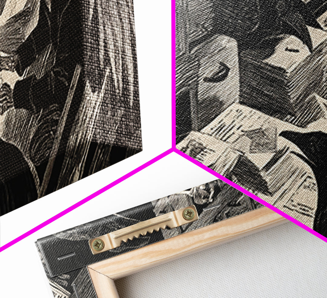 The Raven Post Office, Macabre Folk Print Art, Wide Panoramic Art, Gothic Horror Wall Art, Canvas Print, Halloween Wall Art