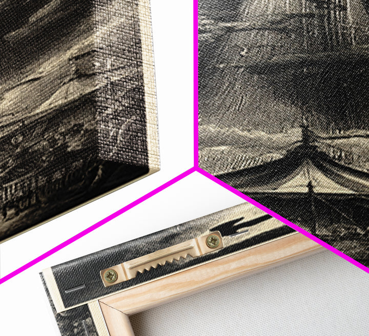 The Jack-O'-Lantern Circus, Gothic Engraving Art, Tall Narrow Wall Art, Gothic Horror Wall Art, Framed Canvas Print, Halloween Wall Art