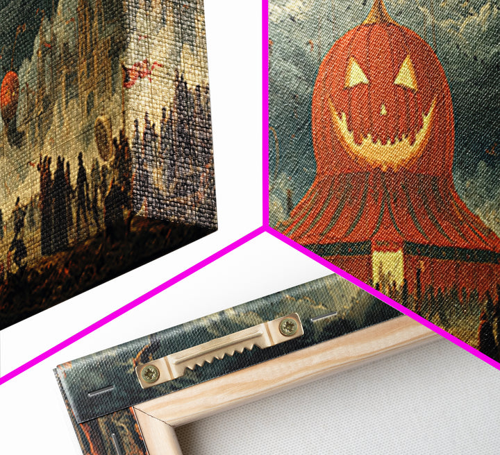 The Jack-O'-Lantern Circus, Apocalyptic Romantic Art, Extra Wide Wall Art, Macabre Wall Art, Canvas Print, Halloween Wall Art