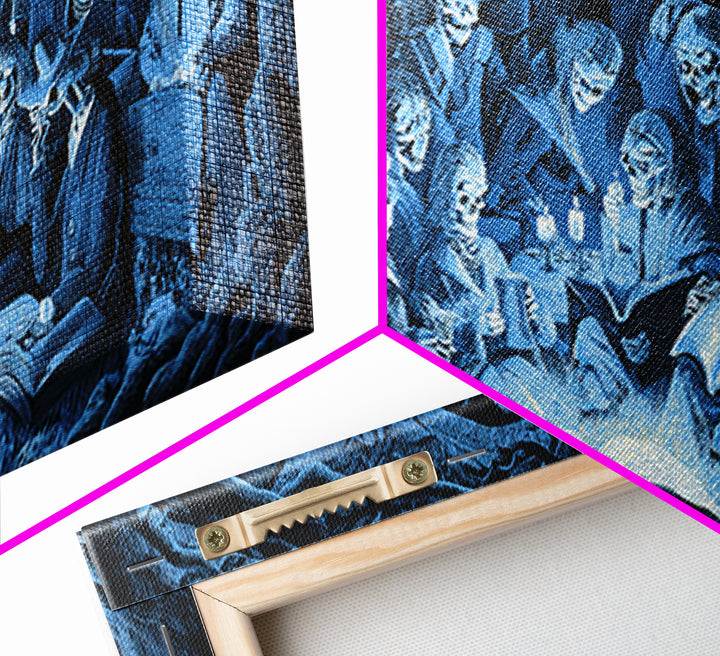 The Graveyard Book Club, Macabre Folk Print Art, Wide Panoramic Art, Macabre Wall Art, Canvas Print, Halloween Wall Art
