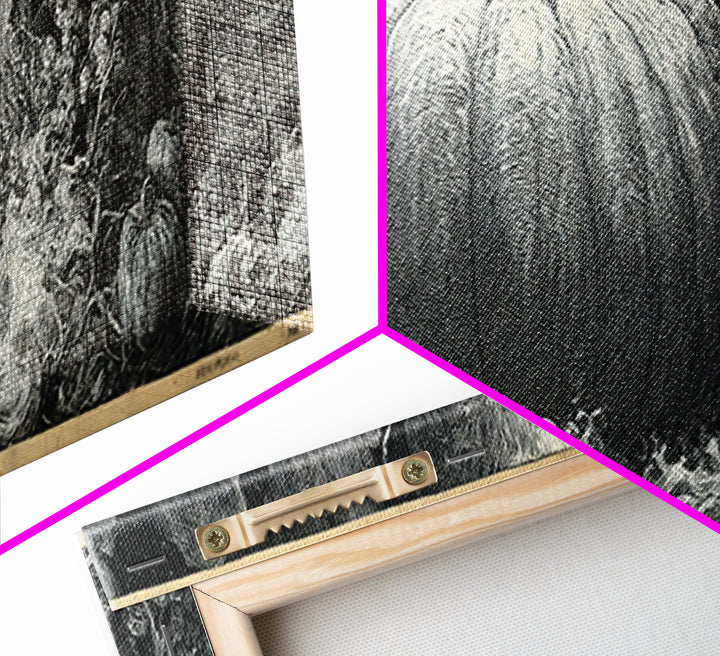 The Cosmic Pumpkin God, Renaissance Engraving Art, Extra Wide Wall Art, Macabre Wall Art, Framed Canvas Print, Halloween Wall Art
