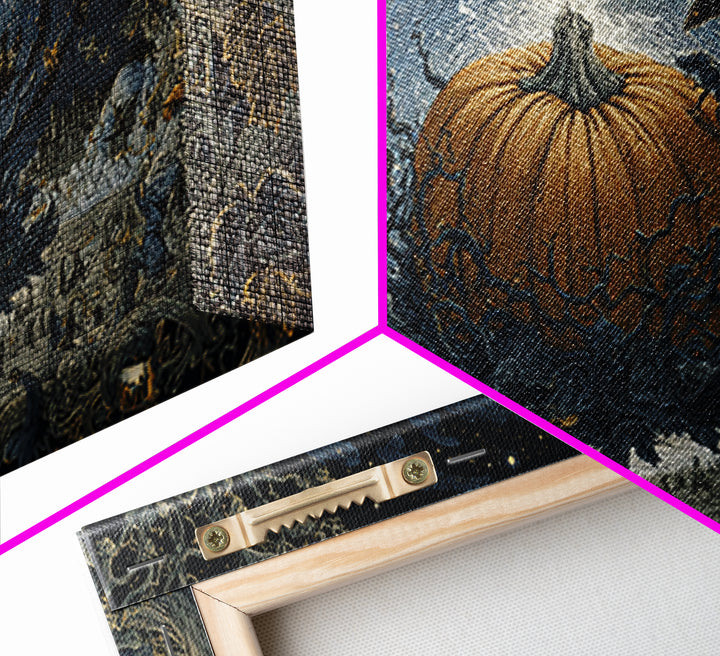 The Cosmic Pumpkin God, Romantic Gothic Landscape, Wide Panoramic Art, Macabre Wall Art, Framed Canvas Print, Halloween Wall Art