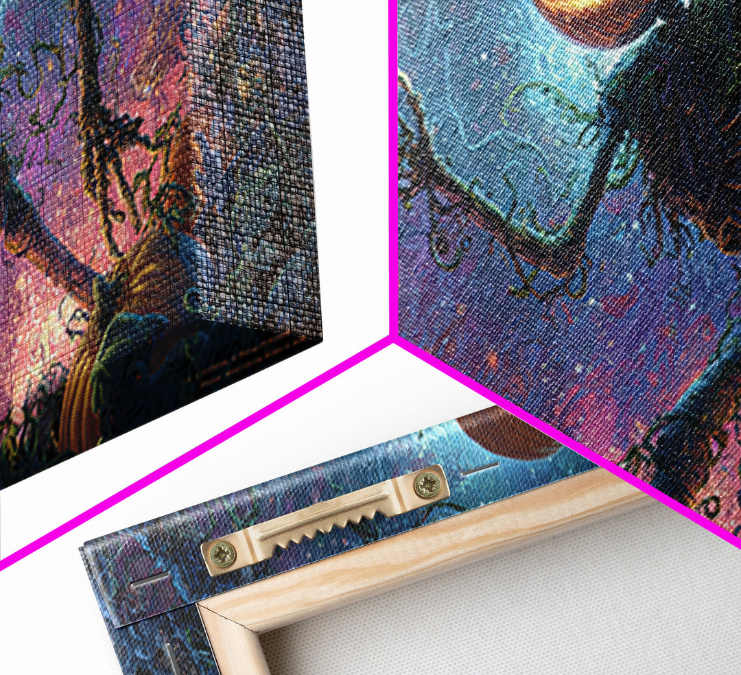 The Cosmic Pumpkin God, Macabre Folk Print Art, Wide Panoramic Art, Macabre Wall Art, Framed Canvas Print, Halloween Wall Art