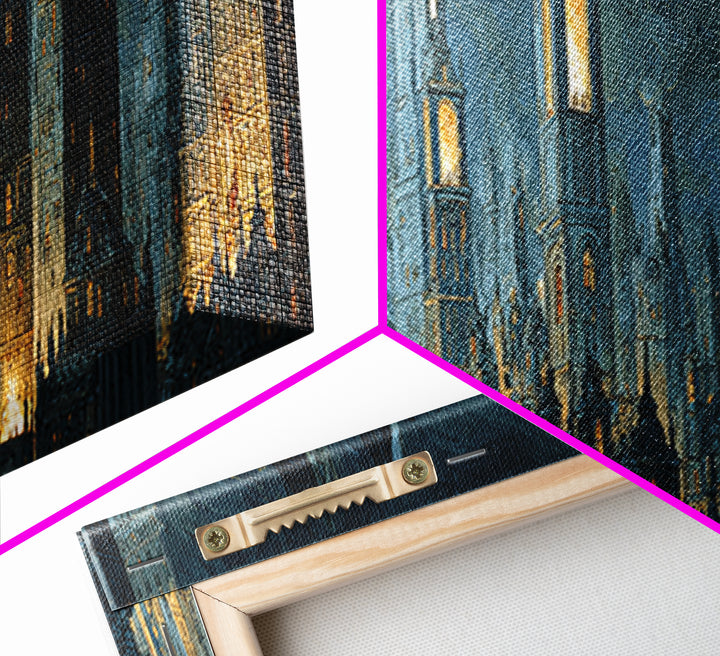 The Haunted City Skyline, Danse Macabre Art, Extra Wide Wall Art, Dark Halloween Decor, Canvas Print, Halloween Wall Art