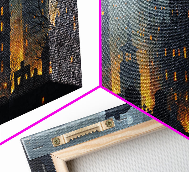 The Haunted City Skyline, Romantic Gothic Landscape, Landscape Wall Art, Dark Fantasy Wall Art, Framed Canvas Print
