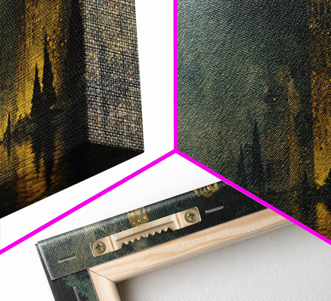 The Haunted City Skyline, Symbolist Gothic Landscape, Landscape Wall Art, Dark Fantasy Wall Art, Canvas Print, Halloween Wall Art