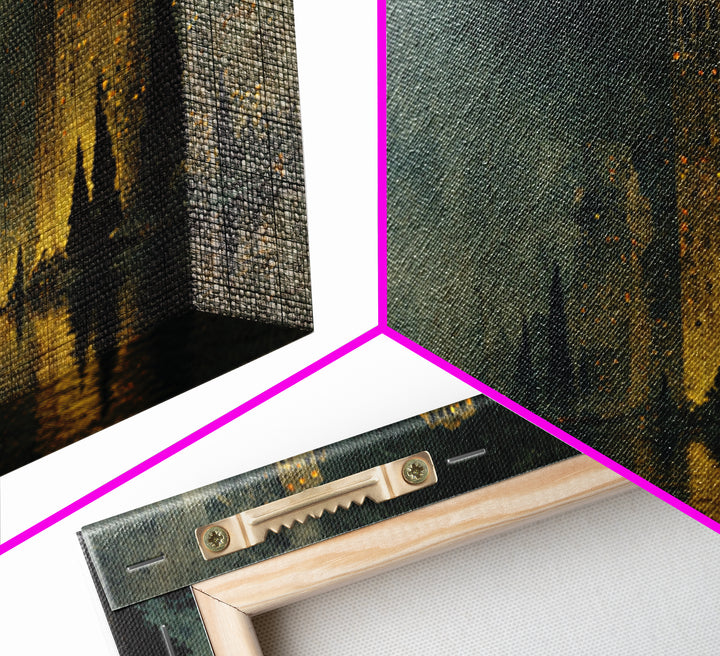 The Haunted City Skyline, Symbolist Gothic Landscape, Landscape Wall Art, Dark Fantasy Wall Art, Canvas Print, Halloween Wall Art