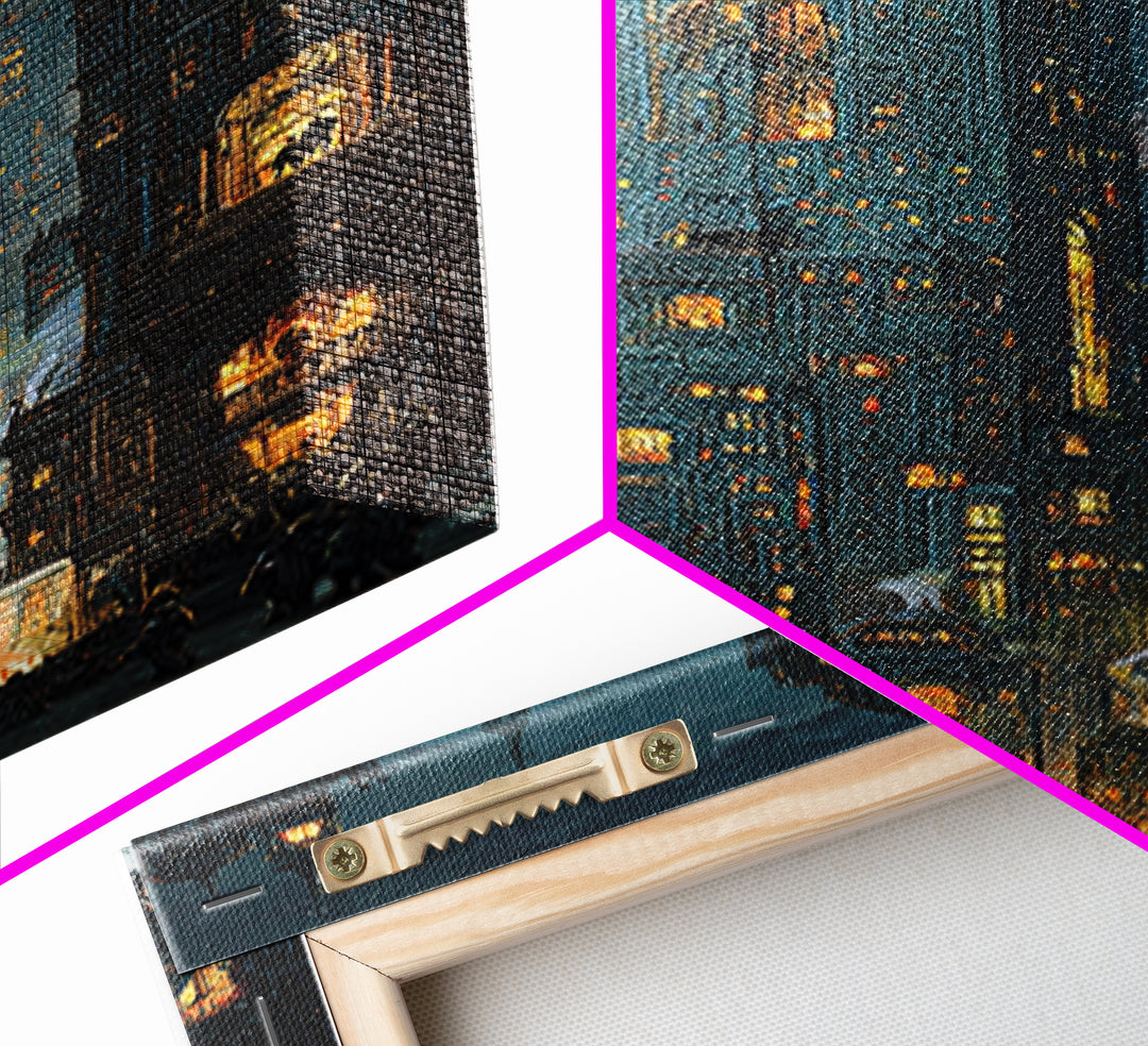 The Haunted City Skyline, Ornate Symbolist Art, Tall Narrow Wall Art, Gothic Horror Wall Art, Framed Canvas Print, Halloween Wall Art