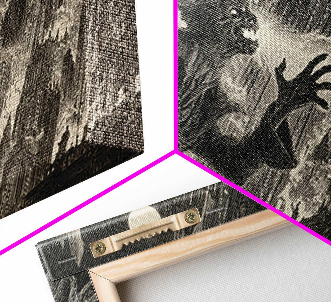 The Haunted City Skyline, Symbolist Etching Art, Landscape Wall Art, Dark Halloween Decor, Canvas Print, Halloween Wall Art