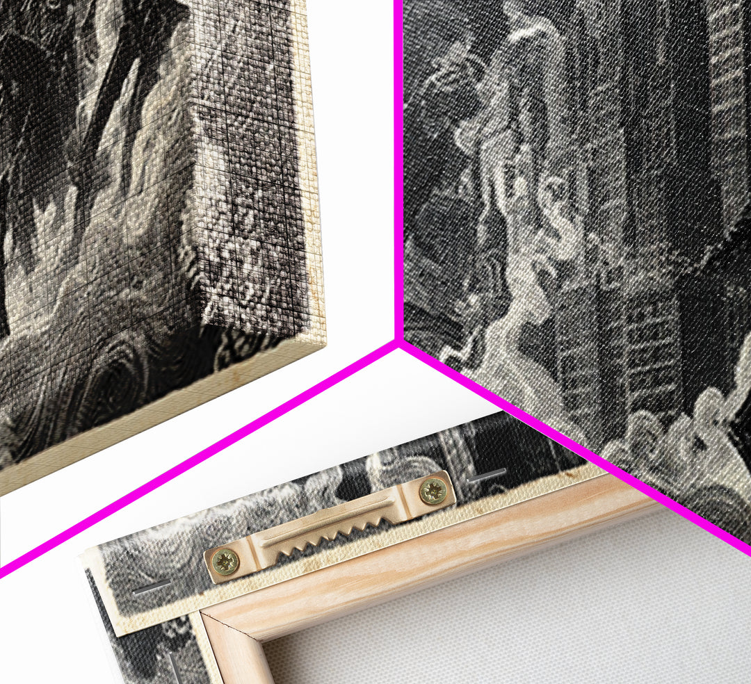 The Haunted City Skyline, Macabre Folk Print Art, Wide Panoramic Art, Gothic Horror Wall Art, Canvas Print, Halloween Wall Art