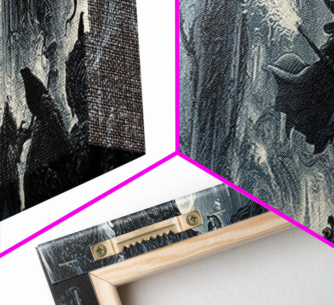 The Cyberpunk Witch, Biomechanical Horror Art, Extra Wide Wall Art, Gothic Horror Wall Art, Canvas Print, Halloween Wall Art
