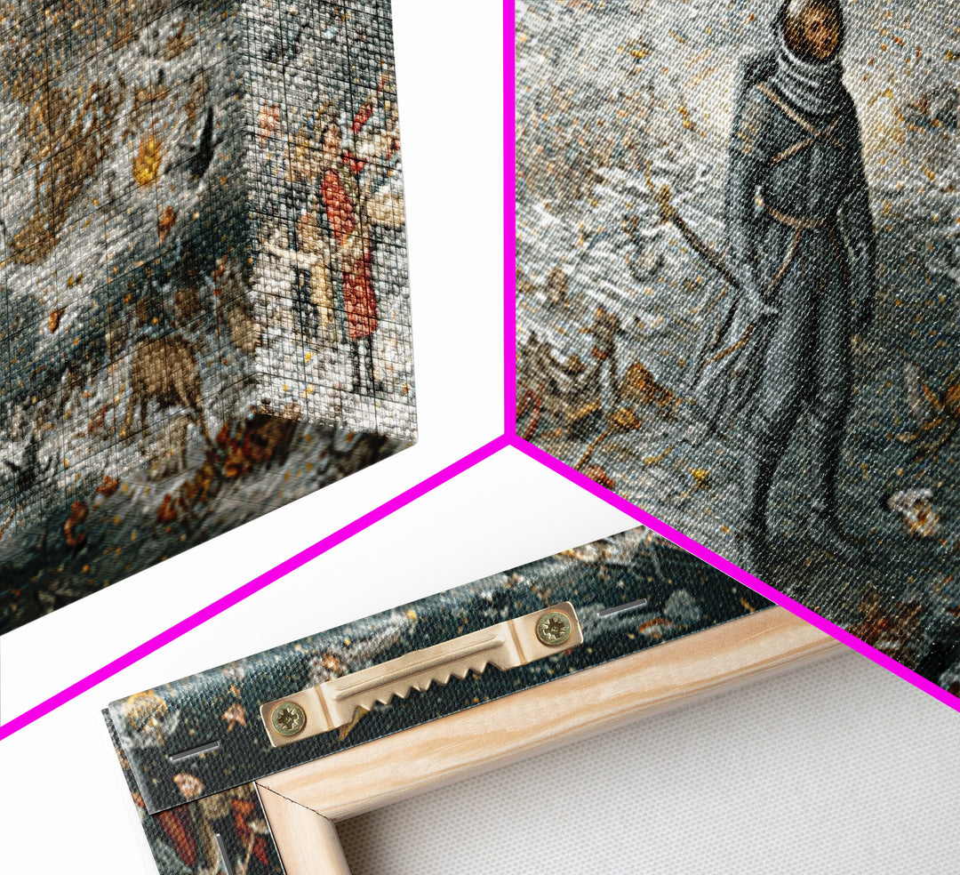 The Astronaut Ghost, Northern Renaissance Horror, Wide Panoramic Art, Dark Fantasy Wall Art, Canvas Print, Halloween Wall Art