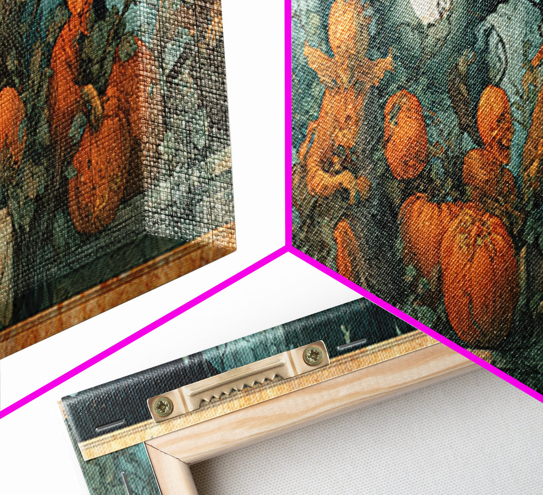 The Alien Pumpkin Patch, Dark Renaissance Art, Extra Wide Wall Art, Macabre Wall Art, Canvas Print, Halloween Wall Art