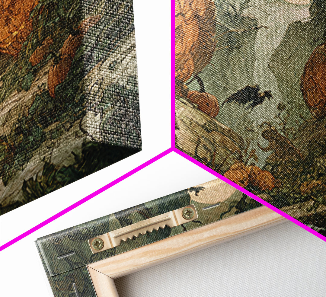 The Alien Pumpkin Patch, Baroque Witchcraft Art, Landscape Wall Art, Macabre Wall Art, Canvas Print, Halloween Wall Art