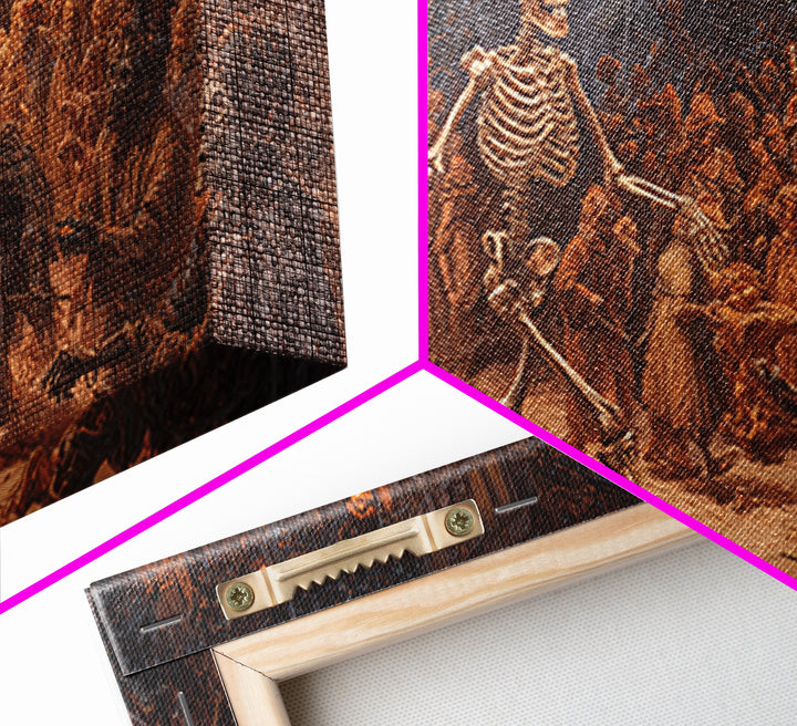The Biomechanical Skeleton, Northern Renaissance Horror, Wide Panoramic Art, Macabre Wall Art, Canvas Print, Halloween Wall Art
