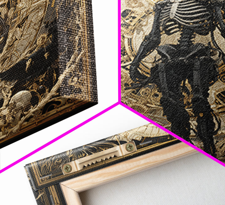 The Biomechanical Skeleton, Dark Symbolist Art, Square Wall Art, Dark Fantasy Wall Art, Canvas Print, Halloween Wall Art