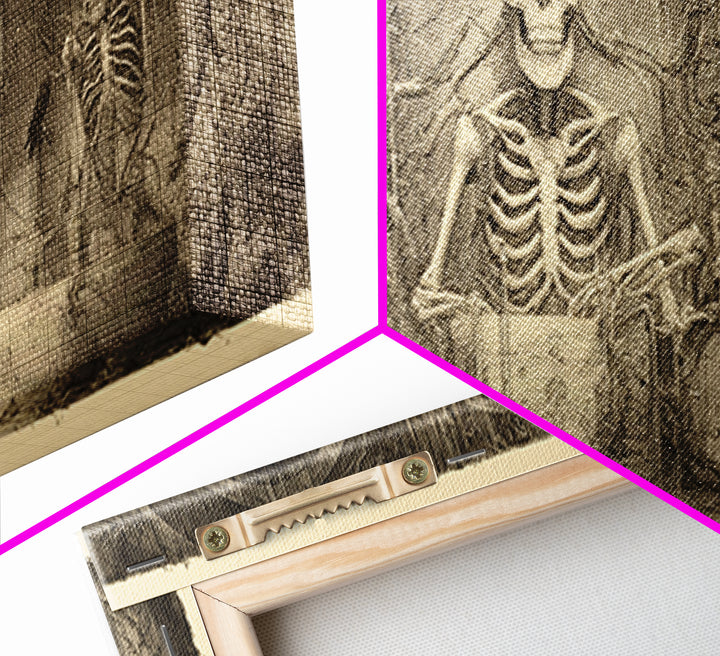 The Biomechanical Skeleton, Expressionist Nightmare Art, Extra Wide Wall Art, Dark Fantasy Wall Art, Framed Canvas Print, Halloween Wall Art