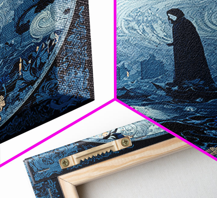 The Underwater Graveyard, Decadent Line Art, Square Wall Art, Gothic Horror Wall Art, Canvas Print, Halloween Wall Art