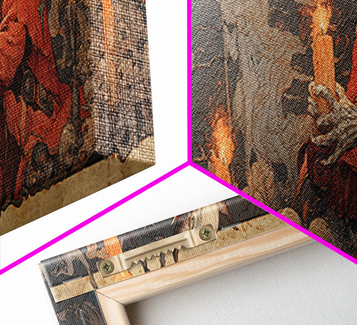 The Volcanic Demon Festival, Decadent Gothic Art, Extra Wide Wall Art, Macabre Wall Art, Canvas Print, Halloween Wall Art