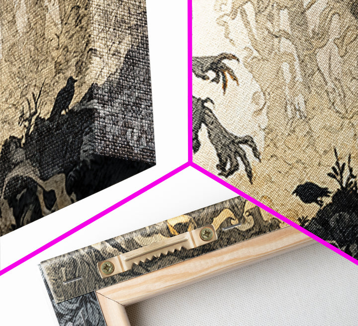 The Volcanic Demon Festival, Gothic Storybook Art, Wide Panoramic Art, Macabre Wall Art, Canvas Print, Halloween Wall Art