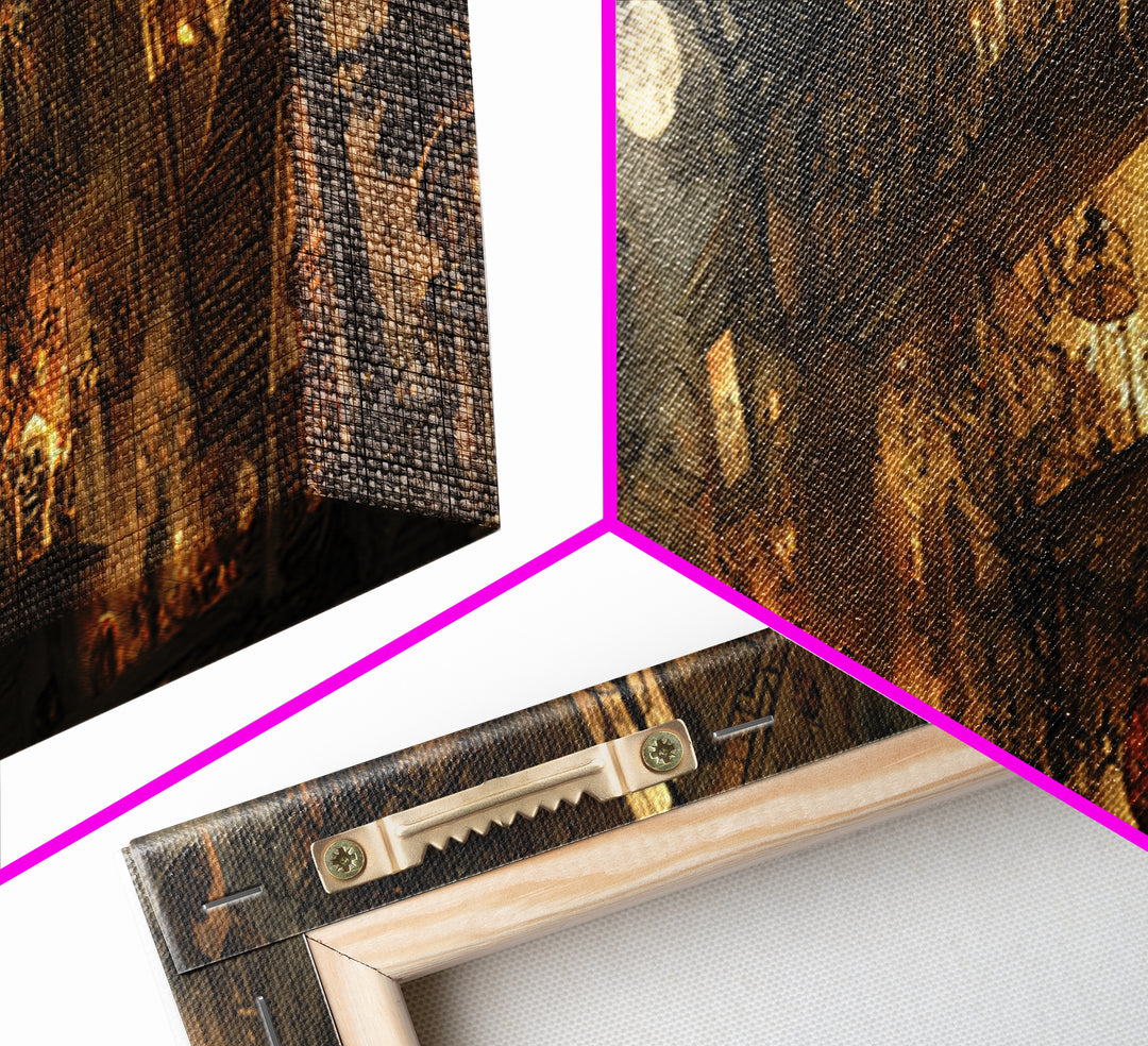 The Clockwork Haunted House, Visionary Gothic Art, Extra Wide Wall Art, Gothic Horror Wall Art, Canvas Print, Halloween Wall Art