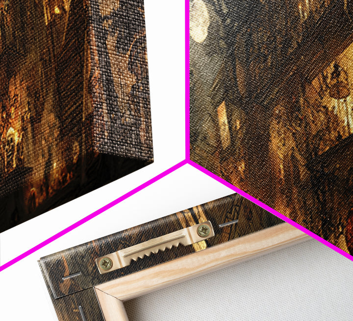 The Clockwork Haunted House, Visionary Gothic Art, Extra Wide Wall Art, Gothic Horror Wall Art, Canvas Print, Halloween Wall Art