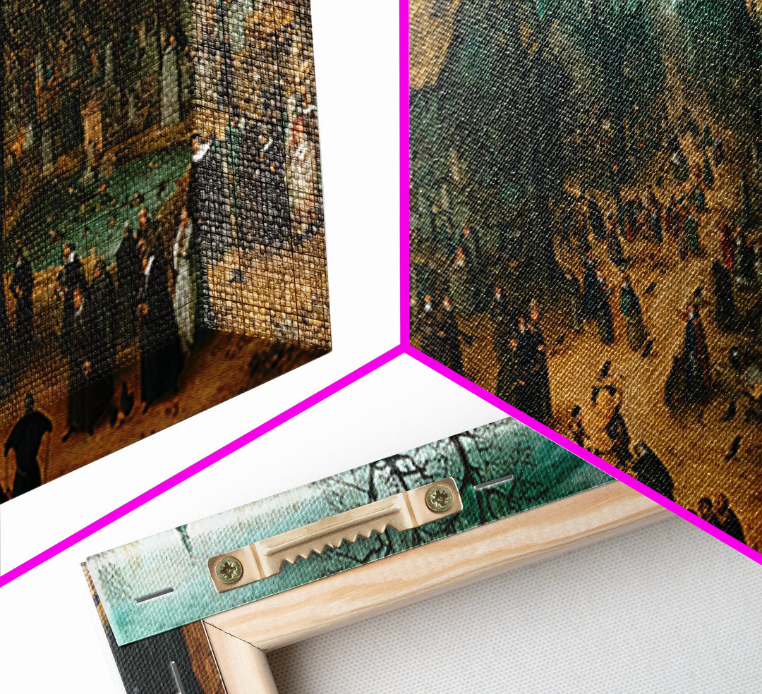 The Upside-Down Cemetery, Northern Renaissance Horror, Wide Panoramic Art, Macabre Wall Art, Canvas Print, Halloween Wall Art