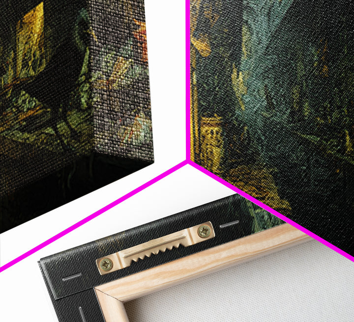 The Infinite Hallway, Medieval Grotesque Art, Extra Wide Wall Art, Dark Halloween Decor, Canvas Print, Halloween Wall Art