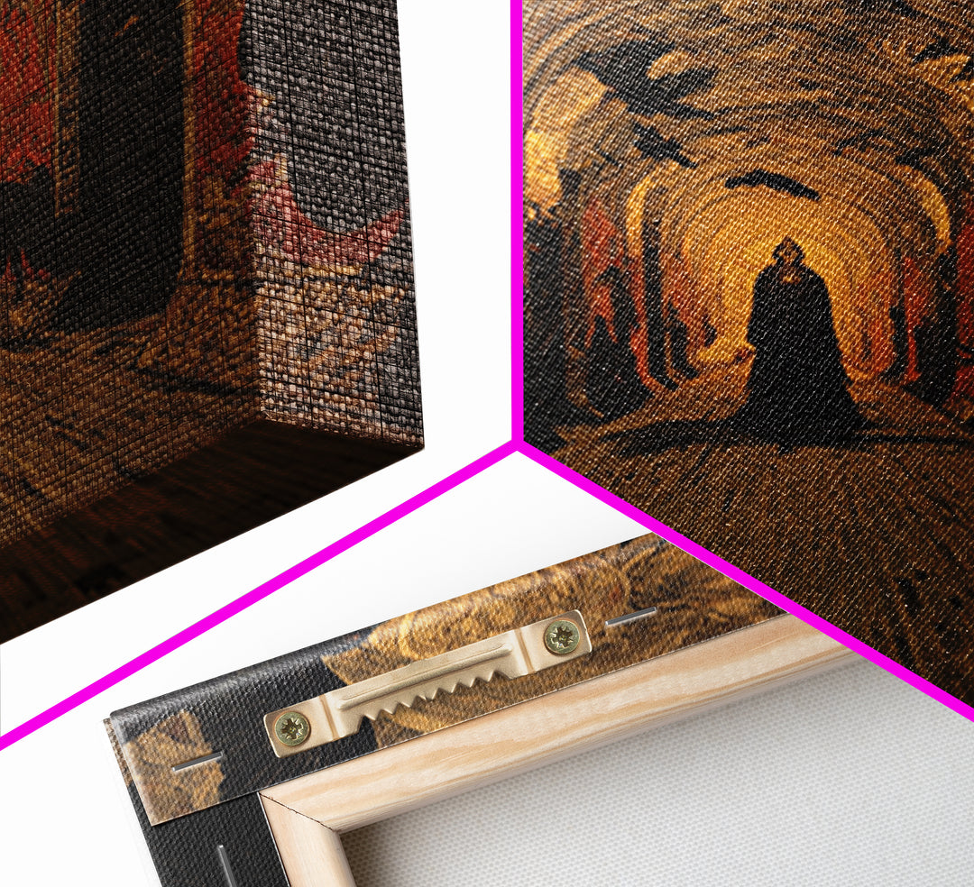 The Infinite Hallway, Dark Symbolist Art, Square Wall Art, Gothic Horror Wall Art, Canvas Print, Halloween Wall Art