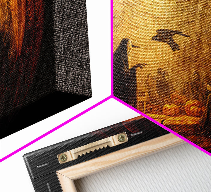 The Moon Inside A Pumpkin, Dark Romantic Horror Art, Landscape Wall Art, Gothic Horror Wall Art, Framed Canvas Print, Halloween Wall Art