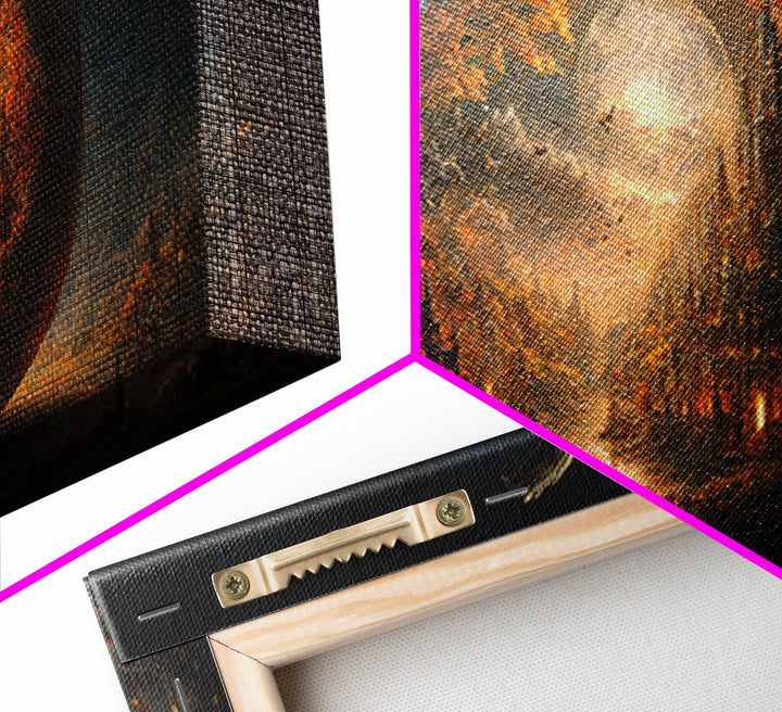 The Moon Inside A Pumpkin, Apocalyptic Romantic Art, Wide Panoramic Art, Gothic Horror Wall Art, Framed Canvas Print, Halloween Wall Art