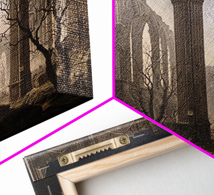 The Cathedral Of Bones, Romantic Gothic Landscape, Landscape Wall Art, Dark Fantasy Wall Art, Framed Canvas Print