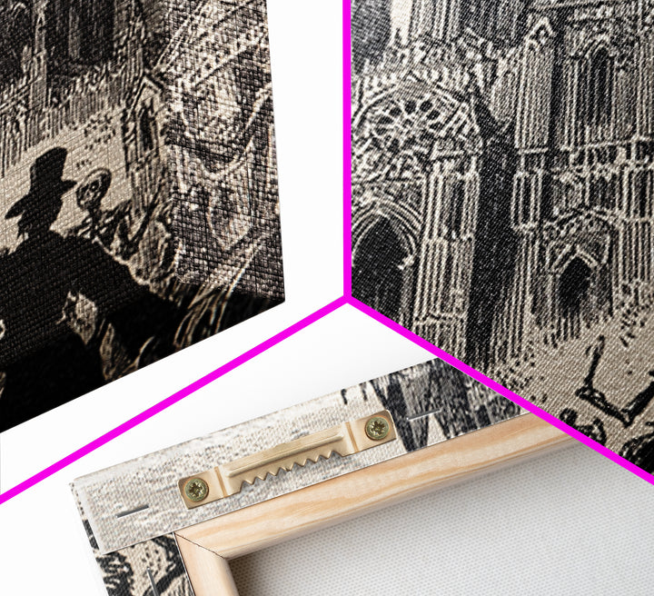 The Cathedral Of Bones, Macabre Folk Print Art, Square Wall Art, Macabre Wall Art, Canvas Print, Halloween Wall Art